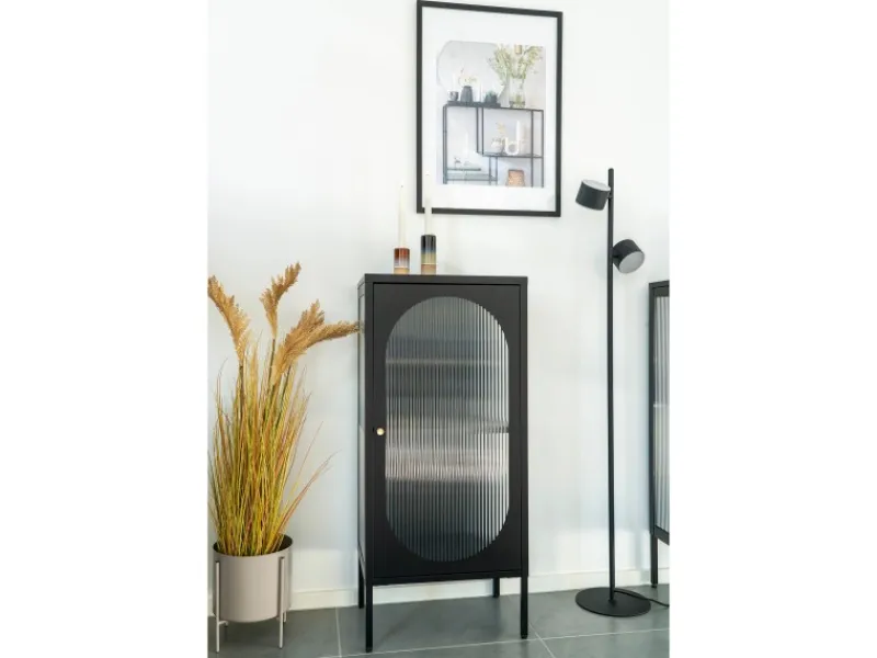 Vitrinen^ebuy24 Adelaide Vitrinenschrank 1 Glastür Schwarz