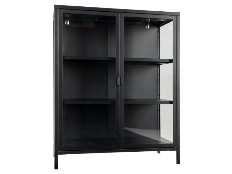 Vitrinen^ebuy24 Brisbane Vitrinenschrank Höhe 1015 cm Schwarz