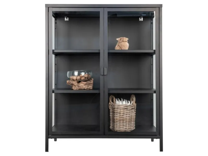 Vitrinen^ebuy24 Brisbane Vitrinenschrank Höhe 1015 cm Schwarz