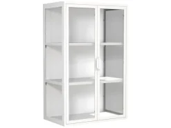 Vitrinen^ebuy24 FlokasVL Vitrinenschrank Wandhängend 2 Türen Weiß