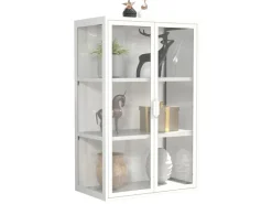 Vitrinen^ebuy24 FlokasVL Vitrinenschrank Wandhängend 2 Türen Weiß