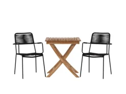 ebuy24 Ghana Gartenset Tisch 2 Stühle Natur Schwarz