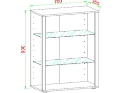 ebuy24 GlasolXL Vitrinenschrank 3 Ablagen Weiß