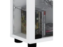 ebuy24 Lumo Maxi Vitrinenschrank 2 Glastüren Glasvitrinen mit LED-Leuchten Weiß