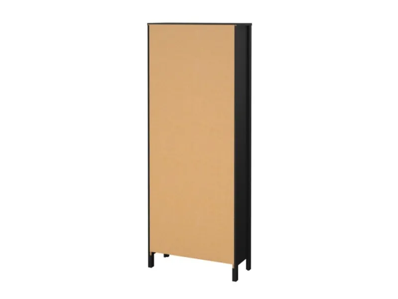 ebuy24 Madrid Vitrinenschrank 2 Glastüren 3 Schubladen Schwarz Matt