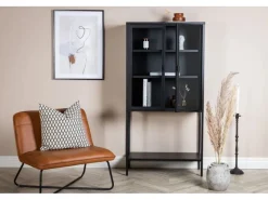 Vitrinen^ebuy24 Misha Vitrinenschrank 2 Türen 4 Ablagen Schwarz