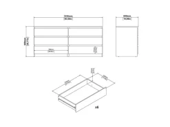 Bettwäsche^ebuy24 Naia Kommode 6 Schubladen Schwarze Struktur