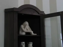 Vitrinen^ebuy24 New Mexico Eckschrank mit 1 Glastür und 2 Schubladen Kolonial Gebeizt Gewachst