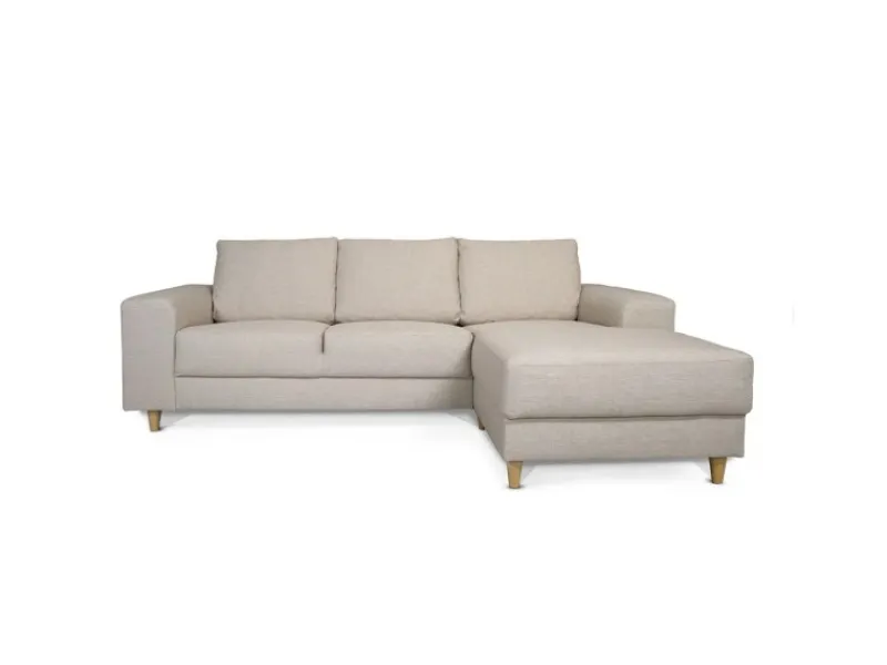 ebuy24 Nordic Sofa mit Chaiselong Rechts Gewendet Hell Beige