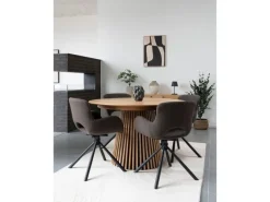 Tische^ebuy24 Osaka Esstisch inkl 2 Zusatzplatten Ø120x120-160-200cm Eiche Furnier