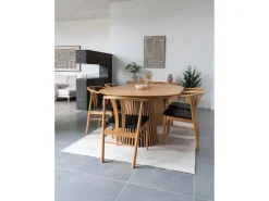 Tische^ebuy24 Osaka Esstisch inkl 2 Zusatzplatten Ø120x120-160-200cm Eiche Furnier