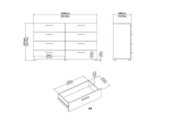 Bettwäsche^ebuy24 Pepe Kommode 8 Schubladen Eichenstruktur-Dekor