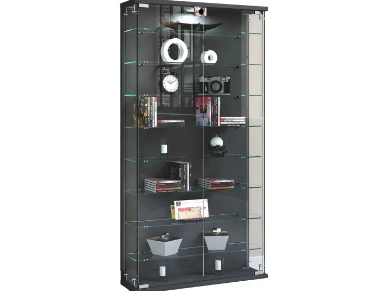 Vitrinen^ebuy24 RelasL Vitrinenschrank Wandhängend 2 Türen Anthrazit