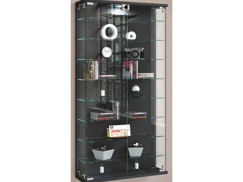 Vitrinen^ebuy24 RelasL Vitrinenschrank Wandhängend 2 Türen Anthrazit