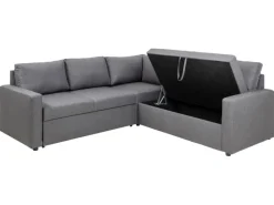 ebuy24 Sacramento Ecksofa Versteckte Aufbewahrung und Ausziehbares Bett Grau