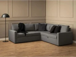 ebuy24 Sacramento Ecksofa Versteckte Aufbewahrung und Ausziehbares Bett Grau