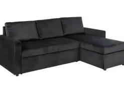 Sofas|Aufbewahrung^ebuy24 Sacramento Schlafsofa Chaiselong Wendbar Versteckte Aufbewahrung und Ausziehbares Bett AntracitGrau