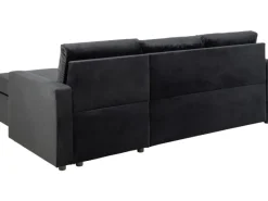 Sofas|Aufbewahrung^ebuy24 Sacramento Schlafsofa Chaiselong Wendbar Versteckte Aufbewahrung und Ausziehbares Bett AntracitGrau