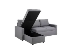 Aufbewahrung^ebuy24 Sander Schlafsofa mit Ottomane Aufbewahrung und Auszug Hellgrau
