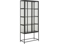 ebuy24 Sea Vitrinenschrank A 2 Glastüren und 4 Regale Schwarz