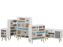 ebuy24 Thames Kommode in Weiß mit 13 Verschiedenfarbigen Schubladen