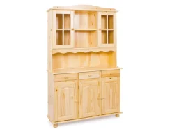 Vitrinen^ebuy24 Toswa Vitrinenschrank 3 Türen 2 Glastüren 3 Schubladen 2 Offene Fächer Natur