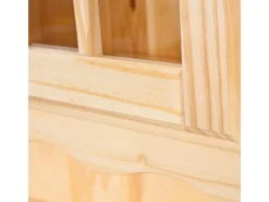 Vitrinen^ebuy24 Toswa Vitrinenschrank 3 Türen 2 Glastüren 3 Schubladen 2 Offene Fächer Natur