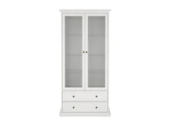 Vitrinen^ebuy24 Venedig Vitrinenschrank 2-Türig mit 2 Schubladen Breite 97 cm Höhe 201 cm Weiß