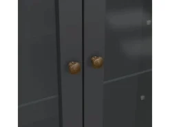 Vitrinen^ebuy24 Venedig Vitrinenschrank 2 Glastüren und 2 Schubladen Matt Grau