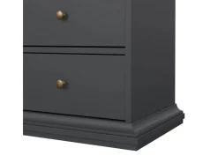 Vitrinen^ebuy24 Venedig Vitrinenschrank 2 Glastüren und 2 Schubladen Matt Grau