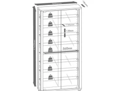 Vitrinen^ebuy24 VitrosaMaxi Vitrinenschrank Wandhängend mit Spiegel 2 Glastüren Inkl LED-Leuchten Schwarz