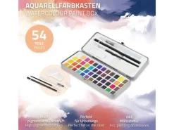 ECD Germany Aquarellfarben Set 48 Farben in Tragbarer Box inkl Pinsel