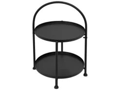 ECD Germany Beistelltisch Rund 33x45cm Schwarz Metall Klappbar Industriell