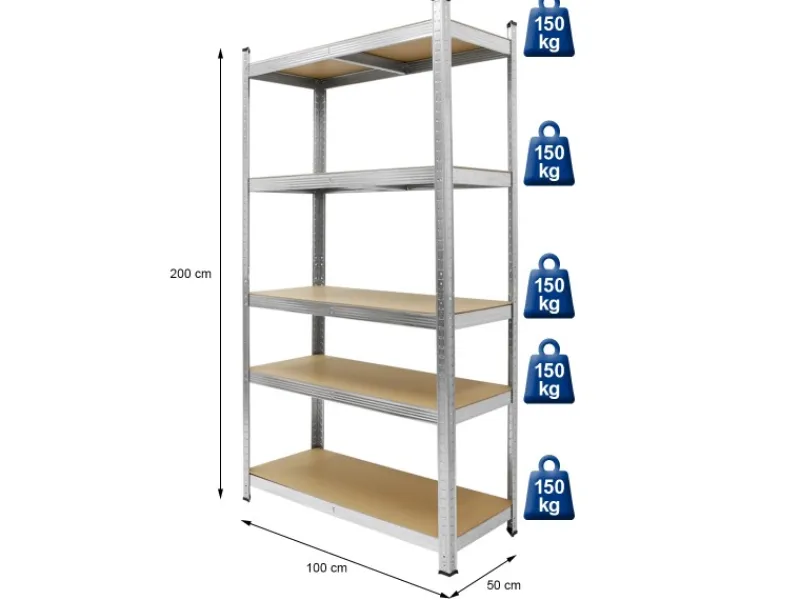 ECD Germany 2Er Set Werkstattregal 200x100x50 cm Metall Verzinkt bis 750 kg