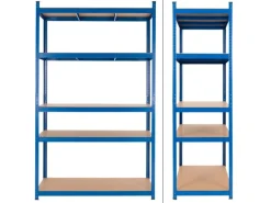 ECD Germany 2Er Set Werkstattregal 200x100x60 cm Blau Pulverbeschichter Metall