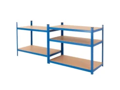 ECD Germany 2Er Set Werkstattregal 200x100x50 cm Blau Pulverbeschichter Metall