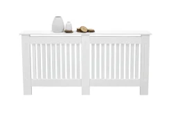 ECD Germany Heizkörperverkleidung Landhausstil 152x19x82cm Weiß aus MDF Lackiert