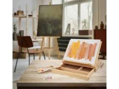 ECD Germany Bastelzubehör|Bastelfarben^Tischstaffelei Holz mit Schublade und Palette Holzstaffelei Klein