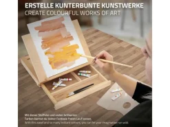 ECD Germany Bastelzubehör|Bastelfarben^Tischstaffelei Holz mit Schublade und Palette Holzstaffelei Klein