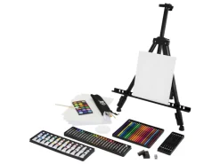 ECD Germany Bastelzubehör^140tlg XXL Malset mit Staffelei Künstler Acryl Zeichenset Buntstifte