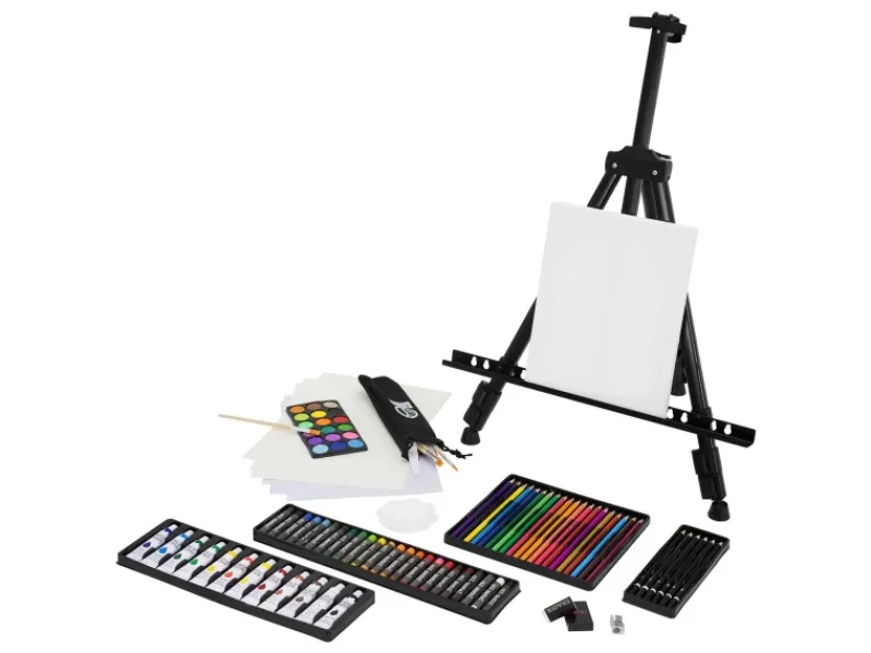 ECD Germany Bastelzubehör^140tlg XXL Malset mit Staffelei Künstler Acryl Zeichenset Buntstifte