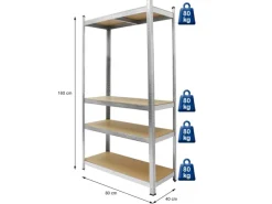 ECD Germany Werkstattregal 160x80x40cm bis 320kg Verzinktes Metall 4 MDF-Platten