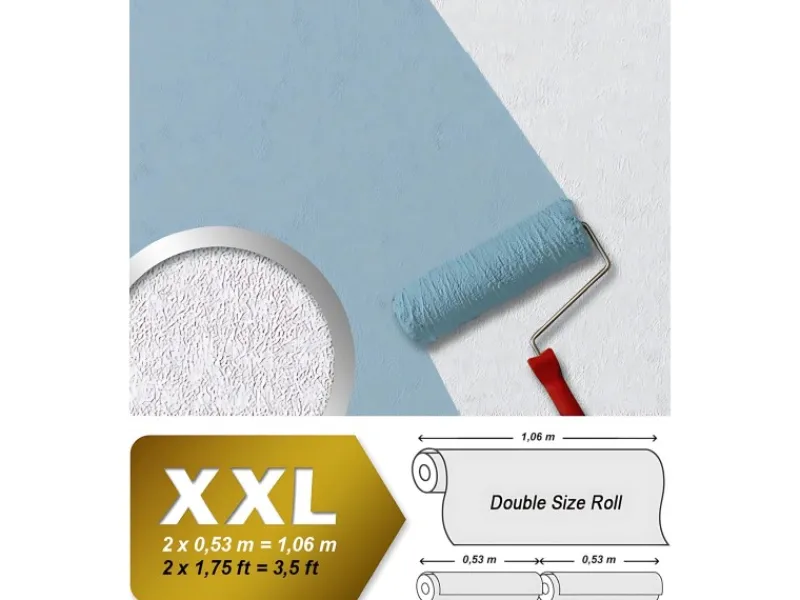 Überstreichbare Tapeten^EDEM 80377BR60 Xxl Decken Wand Vliestapete überstreichbare Struktur 25,05 m x 1,06 m 26,50 m2 Weiß
