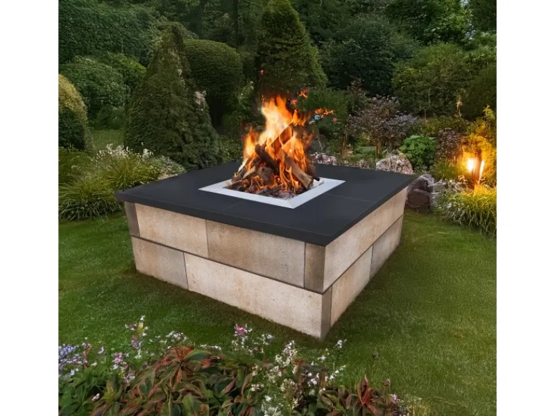 EHL Sitzbänke^Feuerstelle CityPur mit Tribus-Set 73 cm x 73 cm x 41 cm