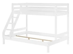 Erst-Holz Doppel-Etagenbett 90 x 200 cm und 140 x 200 cm Erwachsene Kiefer Weiß Modell 18 Rollrost inkl.