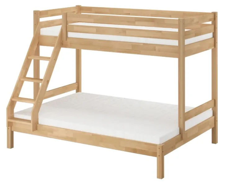 Erst-Holz Klarlacke^Etagenbett Holzbett 3er-Bett Buche Massiv 90 + 140 x 200 cm Modell 14 Rollrost inkl.