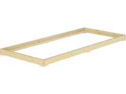 Erst-Holz Betten^Extra Flaches Einzelbett Futon Unbehandeltes Holz Loft 90 x 200 cm Fichte Rollrost inkl.
