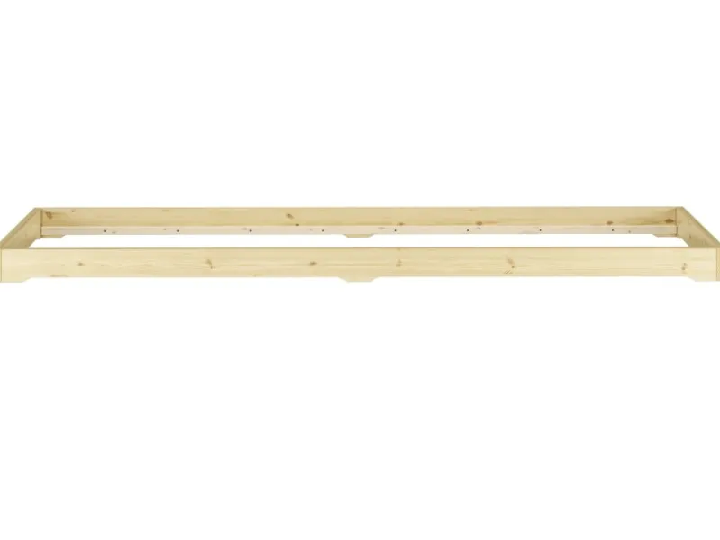 Erst-Holz Betten^Extra Flaches Einzelbett Futon Unbehandeltes Holz Loft 90 x 200 cm Fichte Rollrost inkl.