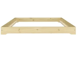 Erst-Holz Betten^Extra Flaches Einzelbett Futon Unbehandeltes Holz Loft 90 x 200 cm Fichte Rollrost inkl.