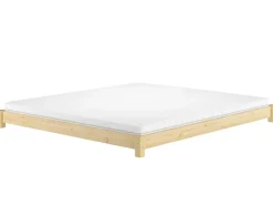 Erst-Holz Betten^Flaches Echtholzbett Bodenbett 200 x 200 Kiefer Massivholz Modell 51 Rollrost inkl.